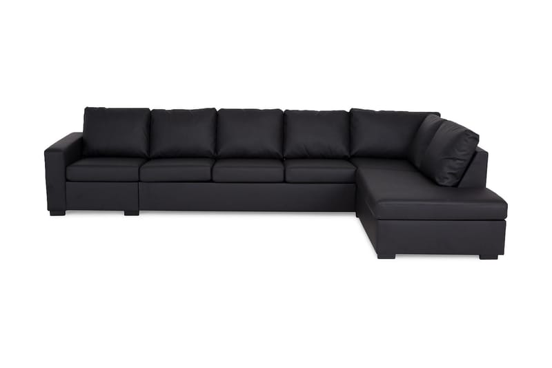 Crazy 5-seters Høyrevendt L-formet Sjeselongsofa i Kunstlær - Svart - Møbler - Sofaer - Sofa med sjeselong