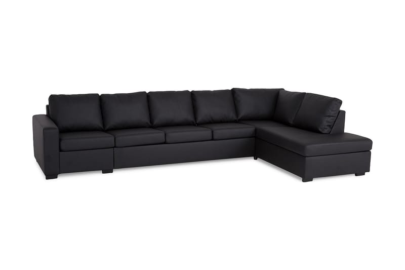 Crazy 5-seters Høyrevendt L-formet Sjeselongsofa i Kunstlær - Svart - Møbler - Sofaer - Sofa med sjeselong