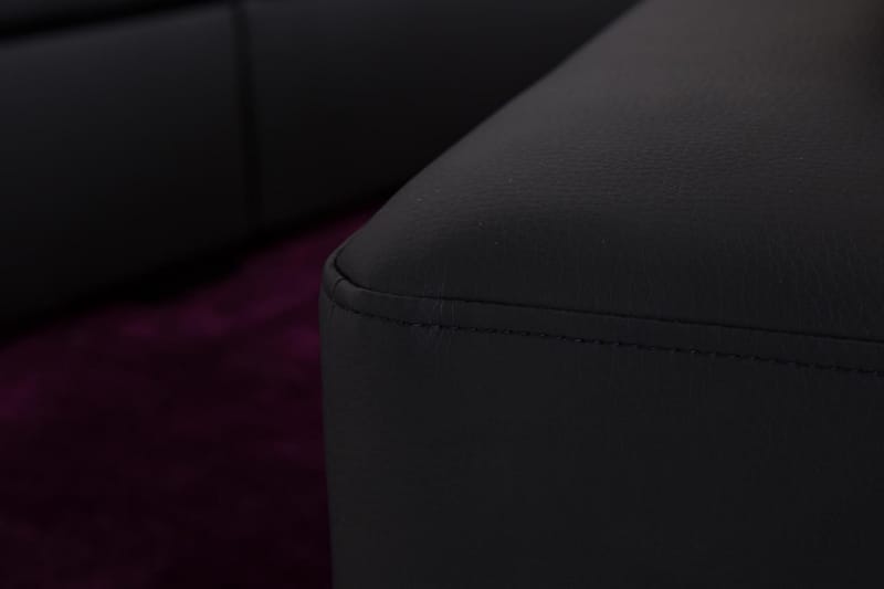 Crazy 5-seters Høyrevendt L-formet Sjeselongsofa i Kunstlær - Svart - Møbler - Sofaer - Sofa med sjeselong