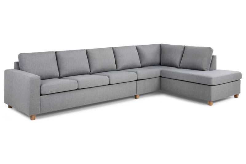 Crazy 5-seters Høyrevendt L-formet Sjeselongsofa i Stoff - Grå - Møbler - Sofaer - Sofa med sjeselong