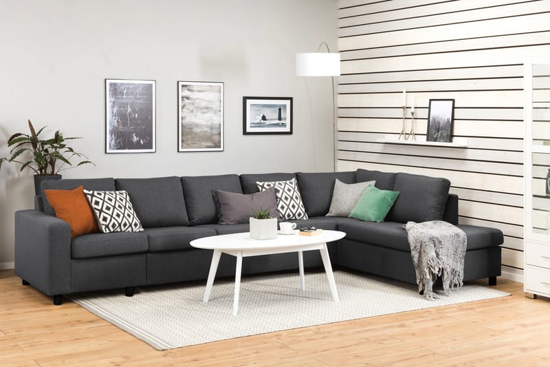 Crazy 5-seters Høyrevendt L-formet Sjeselongsofa i Stoff - Mørk grå - Møbler - Sofaer - Sofa med sjeselong