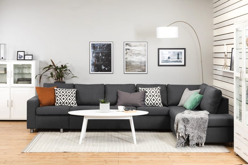 Crazy 5-seters Høyrevendt L-formet Sjeselongsofa i Stoff - Mørk grå - Møbler - Sofaer - Sofa med sjeselong