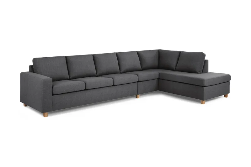 Crazy 5-seters Høyrevendt L-formet Sjeselongsofa i Stoff - Mørk grå - Møbler - Sofaer - Sofa med sjeselong - 4 seters sofa med divan