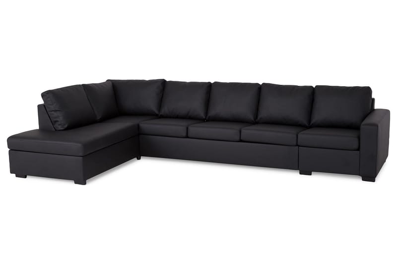 Crazy 5-seters Venstrevendt L-formet Sjeselongsofa i Kunstlær - Svart - Møbler - Sofaer - Sofa med sjeselong - 4 seters sofa med divan