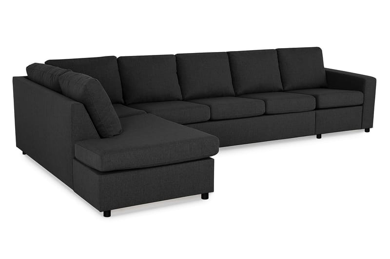 Crazy 5-seters Venstrevendt L-formet Sjeselongsofa i Stoff - Antrasitt - Møbler - Sofaer - Sofa med sjeselong