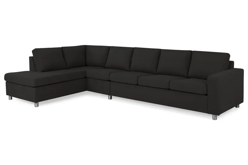 Crazy 5-seters Venstrevendt L-formet Sjeselongsofa i Stoff - Antrasitt - Møbler - Sofaer - Sofa med sjeselong - 4 seters sofa med divan