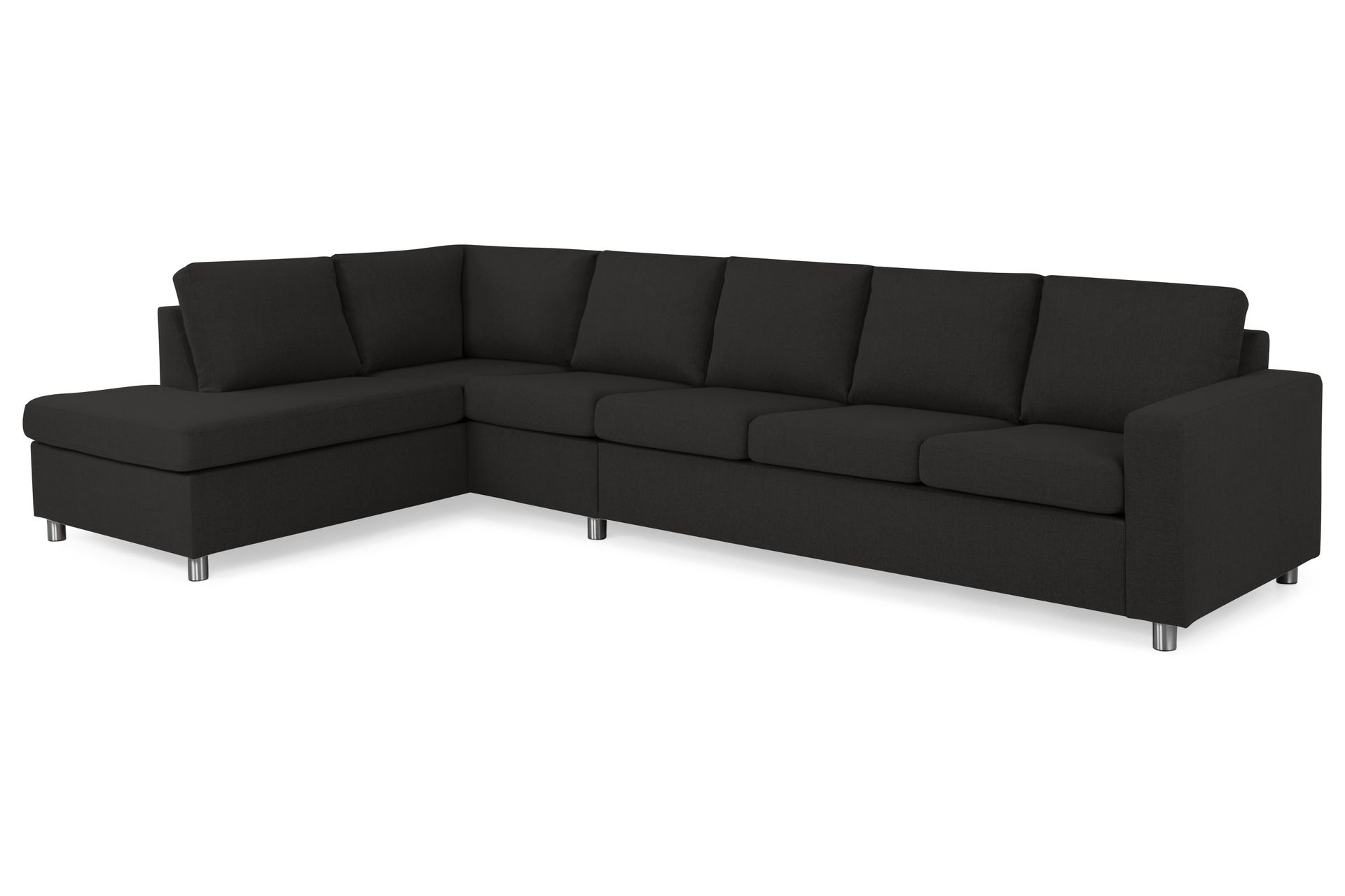 Crazy 5-seters Venstrevendt L-formet Sjeselongsofa i Stoff - Antrasitt - Møbler - Sofaer - Sofa med sjeselong