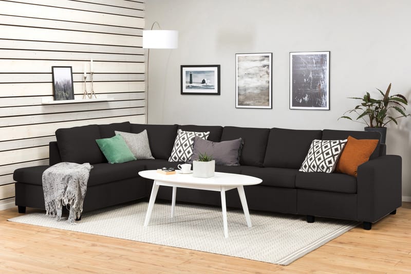 Crazy 5-seters Venstrevendt L-formet Sjeselongsofa i Stoff - Antrasitt - Møbler - Sofaer - Sofa med sjeselong