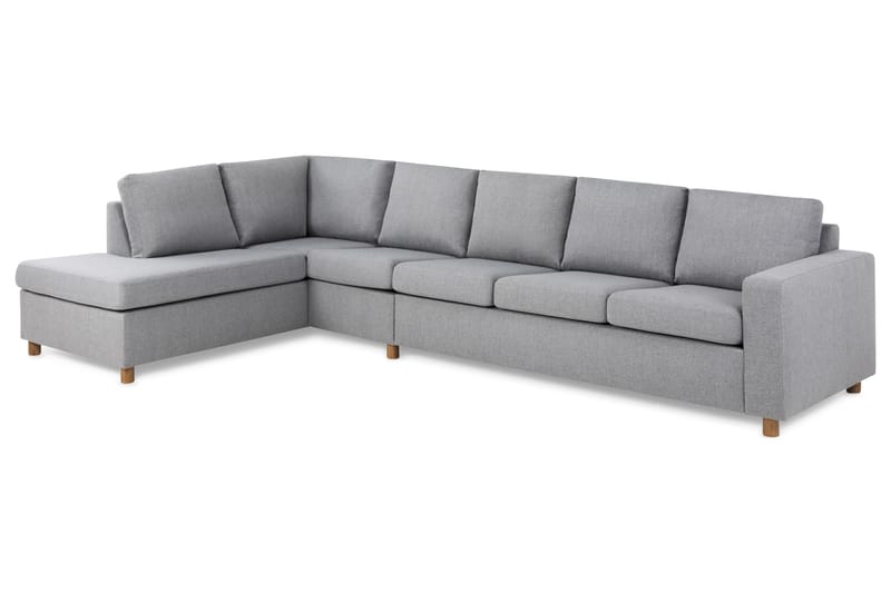 Crazy 5-seters Venstrevendt L-formet Sjeselongsofa i Stoff - Grå - Møbler - Sofaer - Sofa med sjeselong