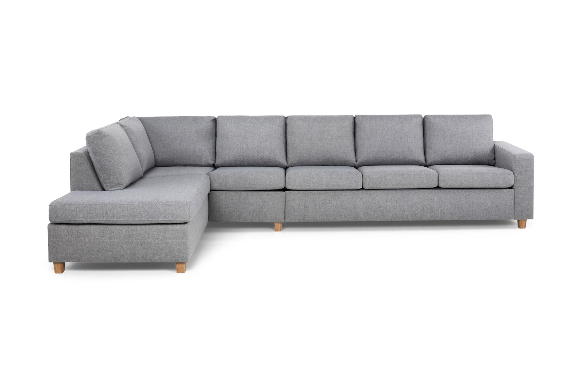 Crazy 5-seters Venstrevendt L-formet Sjeselongsofa i Stoff - Grå - Møbler - Sofaer - Sofa med sjeselong