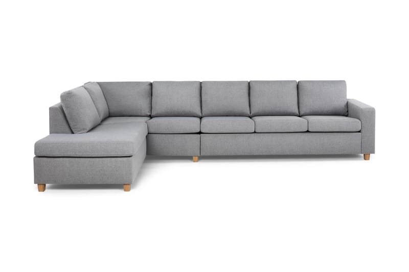 Crazy 5-seters Venstrevendt L-formet Sjeselongsofa i Stoff - Grå - Møbler - Sofaer - Sofa med sjeselong