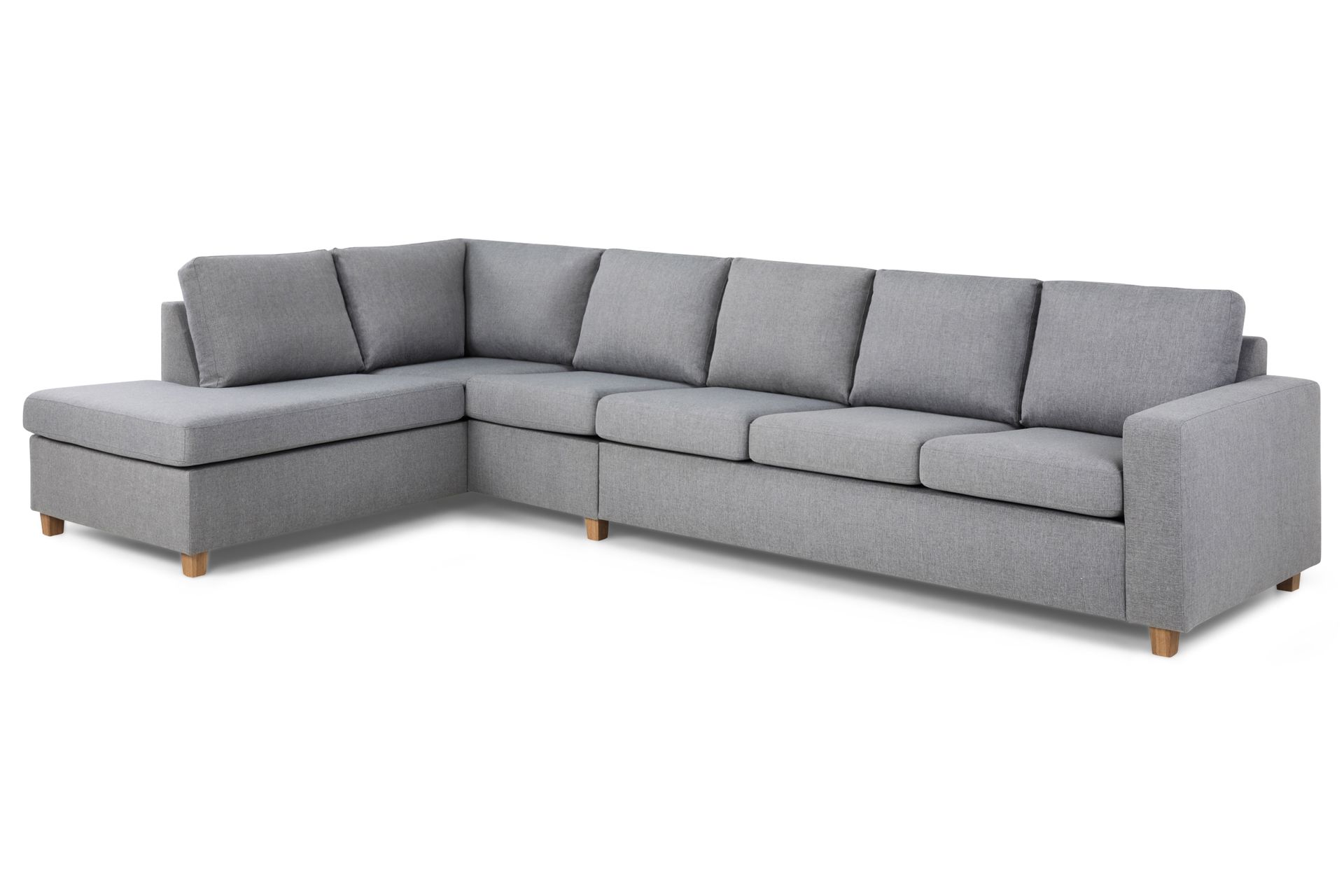Crazy 5-seters Venstrevendt L-formet Sjeselongsofa i Stoff - Grå - Møbler - Sofaer - Sofa med sjeselong