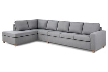 Crazy 5-seters Venstrevendt L-formet Sjeselongsofa i Stoff - Grå - Møbler - Sofaer - Sofa med sjeselong