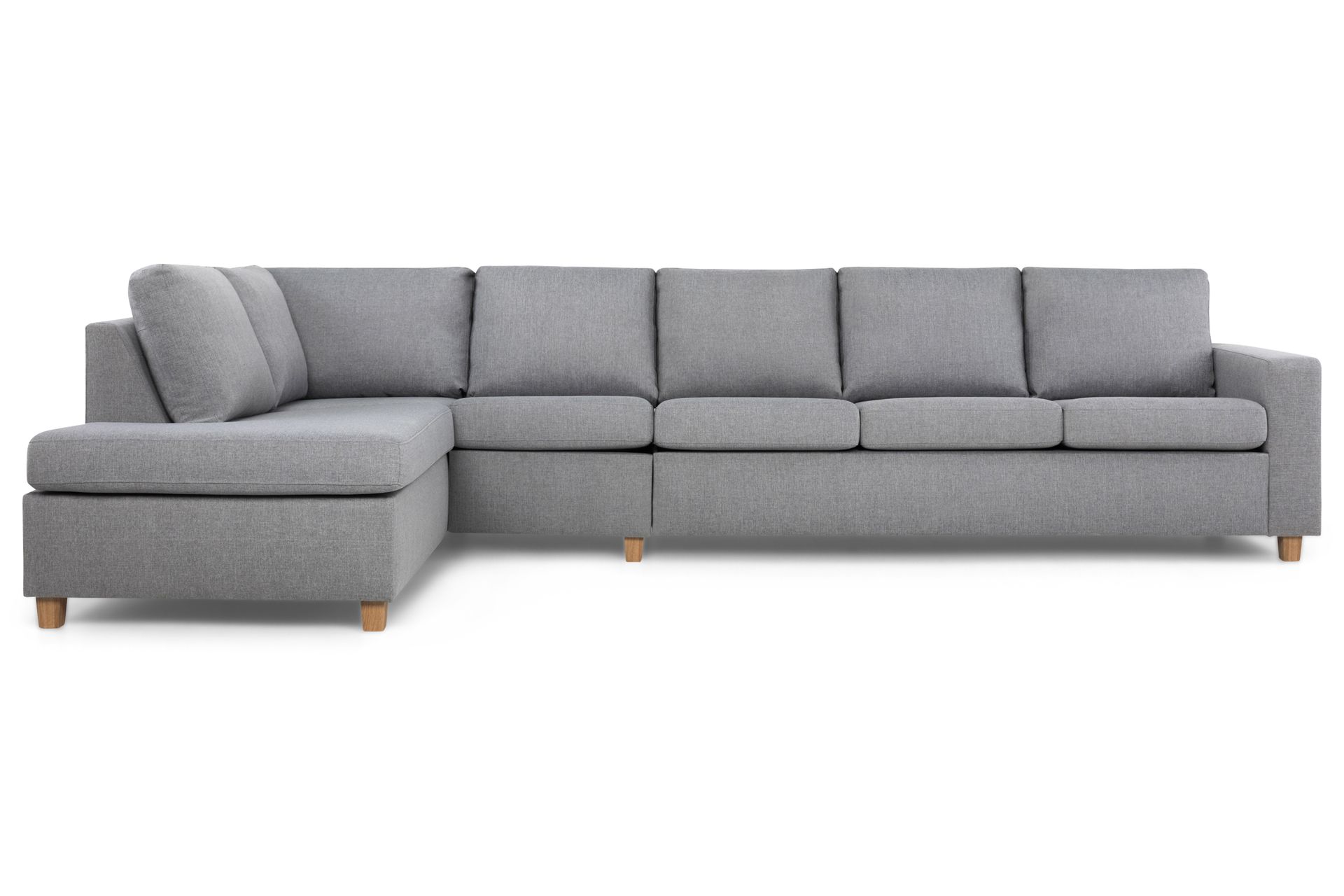 Crazy 5-seters Venstrevendt L-formet Sjeselongsofa i Stoff - Grå - Møbler - Sofaer - Sofa med sjeselong