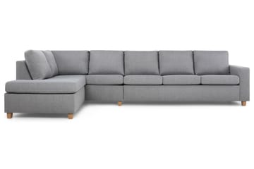 Crazy 5-seters Venstrevendt L-formet Sjeselongsofa i Stoff - Grå - Møbler - Sofaer - Sofa med sjeselong