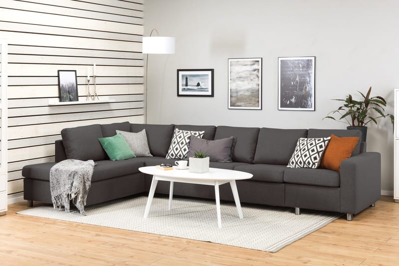 Crazy 5-seters Venstrevendt L-formet Sjeselongsofa i Stoff - Mørk grå - Møbler - Sofaer - Sofa med sjeselong - 4 seters sofa med divan