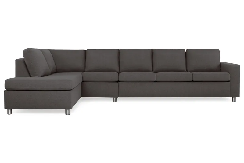 Crazy 5-seters Venstrevendt L-formet Sjeselongsofa i Stoff - Mørk grå - Møbler - Sofaer - Sofa med sjeselong - 4 seters sofa med divan
