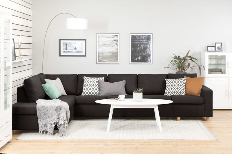 Crazy 5-seters Venstrevendt L-formet Sjeselongsofa i Stoff - Mørk grå - Møbler - Sofaer - Sofa med sjeselong