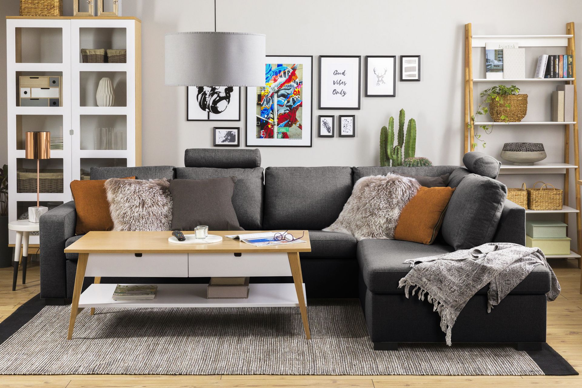 Crazy Limited Edition 4-seters Høyrevendt L-formet Sjeselongsofa i Stoff - Mørk grå - Møbler - Sofaer - Sofa med sjeselong