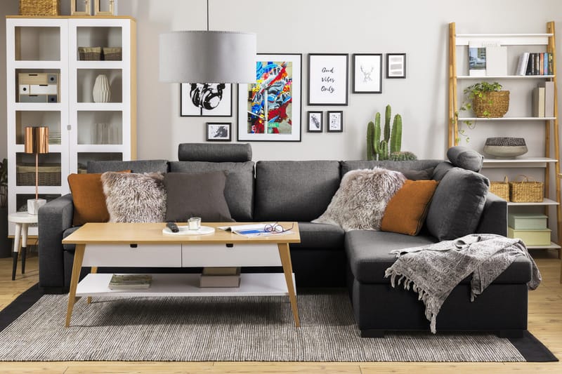 Crazy Limited Edition 4-seters Høyrevendt L-formet Sjeselongsofa i Stoff - Mørk grå - Møbler - Sofaer - Sofa med sjeselong