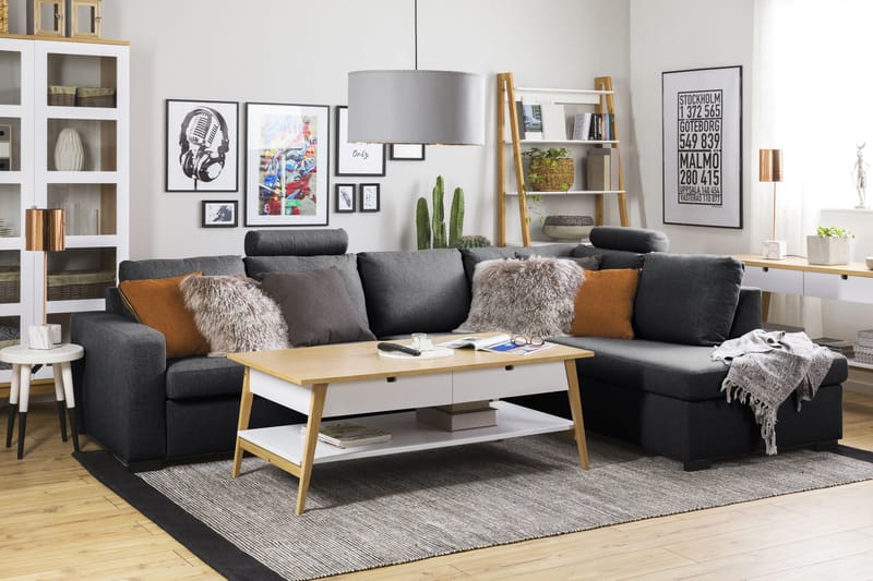 Crazy Limited Edition 4-seters Høyrevendt L-formet Sjeselongsofa i Stoff - Mørk grå - Møbler - Sofaer - Sofa med sjeselong