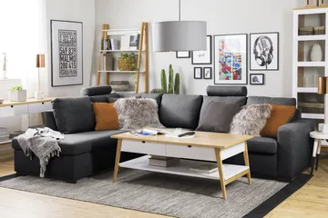 Crazy Limited Edition 4-seters Venstrevendt L-formet Sjeselongsofa i Stoff - Mørkegrå - Møbler - Sofaer - Sofa med sjeselong