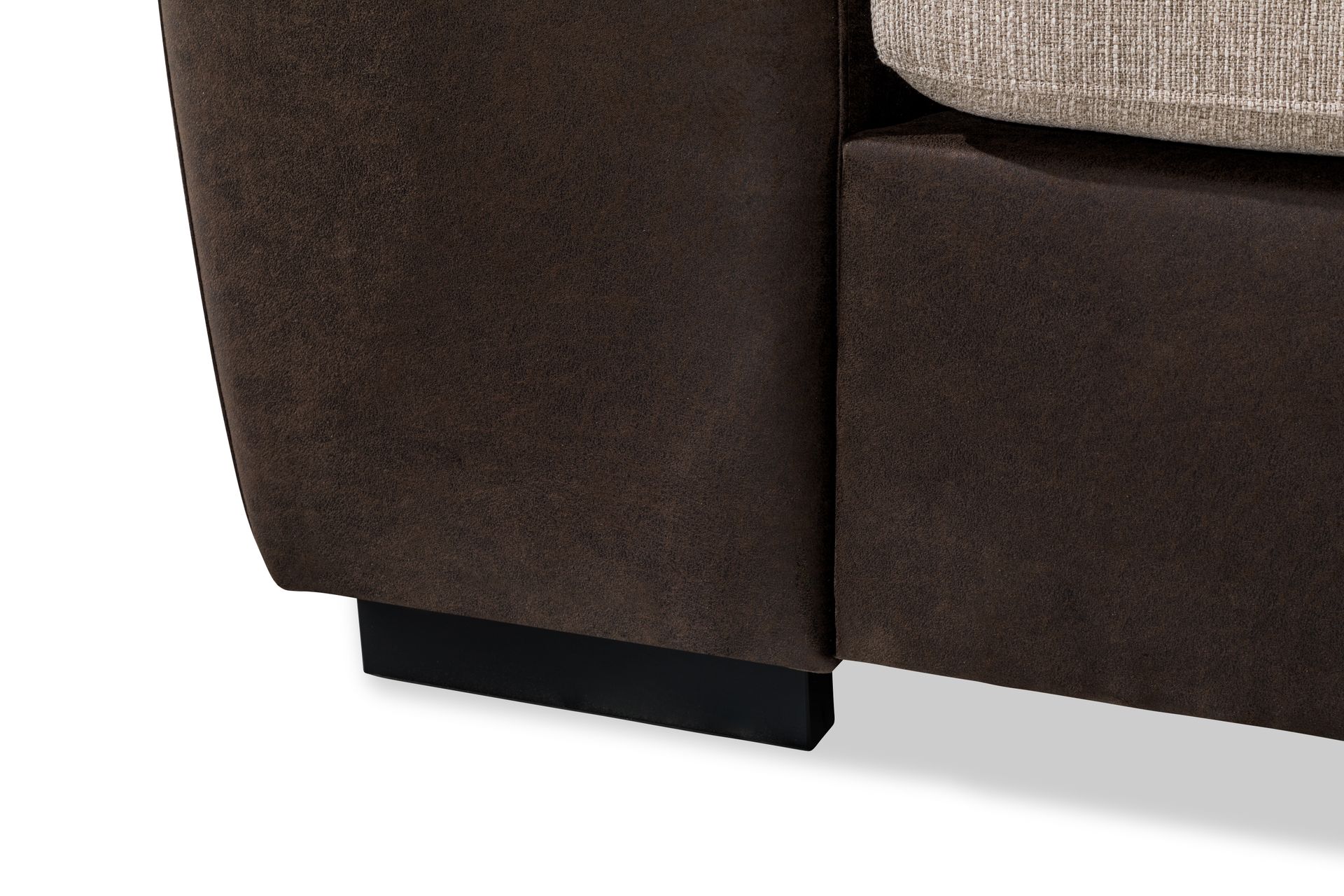 Cuba 4-seters Høyrevendt L-formet Sjeselongsofa i Kunstlær/Stoff - Brun / Beige - Møbler - Sofaer - Sofa med sjeselong
