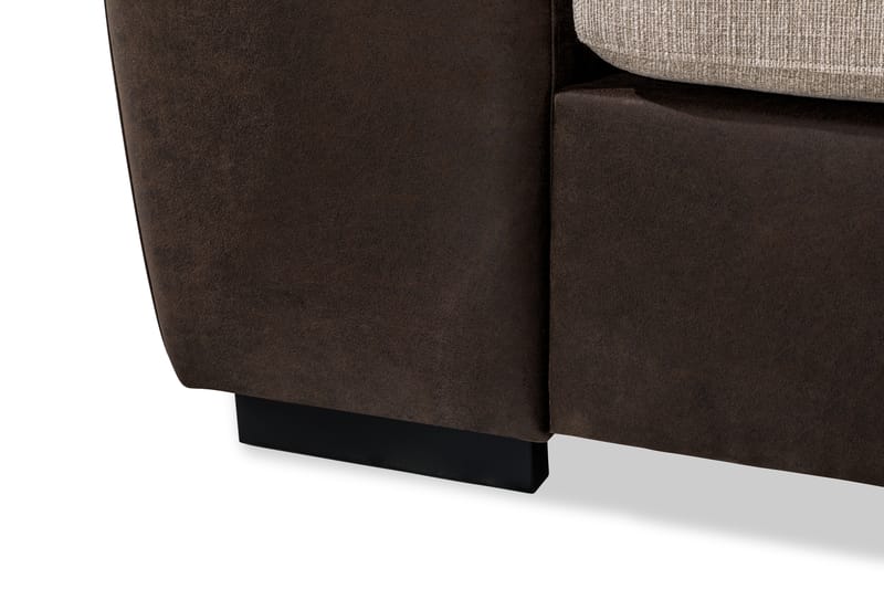Cuba 4-seters Høyrevendt L-formet Sjeselongsofa i Kunstlær/Stoff - Brun / Beige - Møbler - Sofaer - Sofa med sjeselong