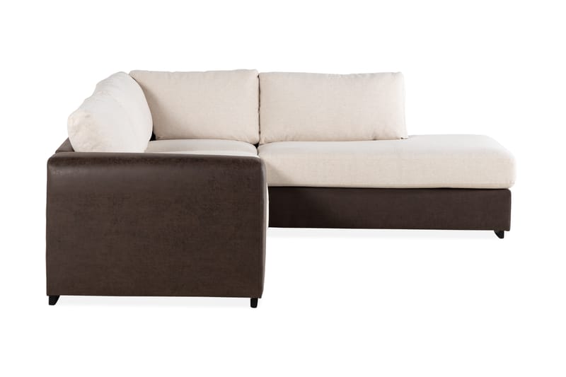 Cuba 4-seters Høyrevendt L-formet Sjeselongsofa i Kunstlær/Stoff - Brun / Beige - Møbler - Sofaer - Sofa med sjeselong