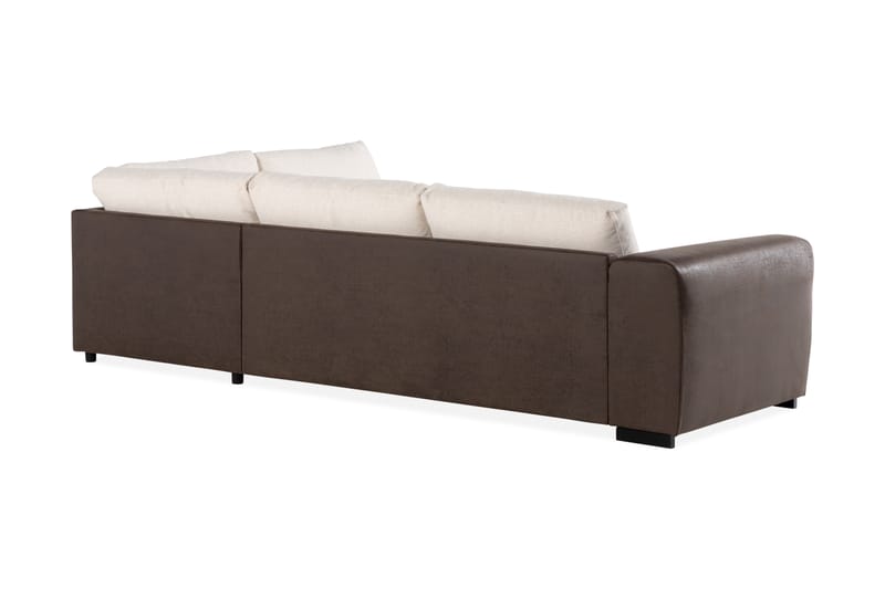 Cuba 4-seters Høyrevendt L-formet Sjeselongsofa i Kunstlær/Stoff - Brun / Beige - Møbler - Sofaer - Sofa med sjeselong