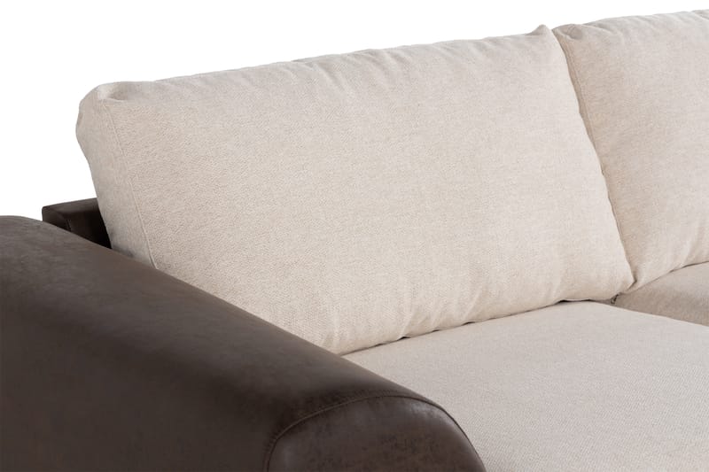 Cuba 4-seters Høyrevendt L-formet Sjeselongsofa i Kunstlær/Stoff - Brun / Beige - Møbler - Sofaer - Sofa med sjeselong
