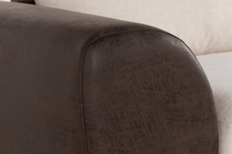 Cuba 4-seters Høyrevendt L-formet Sjeselongsofa i Kunstlær/Stoff - Brun / Beige - Møbler - Sofaer - Sofa med sjeselong