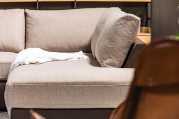 Cuba 4-seters Høyrevendt L-formet Sjeselongsofa i Kunstlær/Stoff - Brun / Beige - Møbler - Sofaer - Sofa med sjeselong