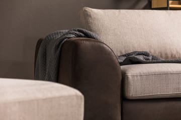 Cuba 4-seters Høyrevendt L-formet Sjeselongsofa i Kunstlær/Stoff - Brun / Beige - Møbler - Sofaer - Sofa med sjeselong