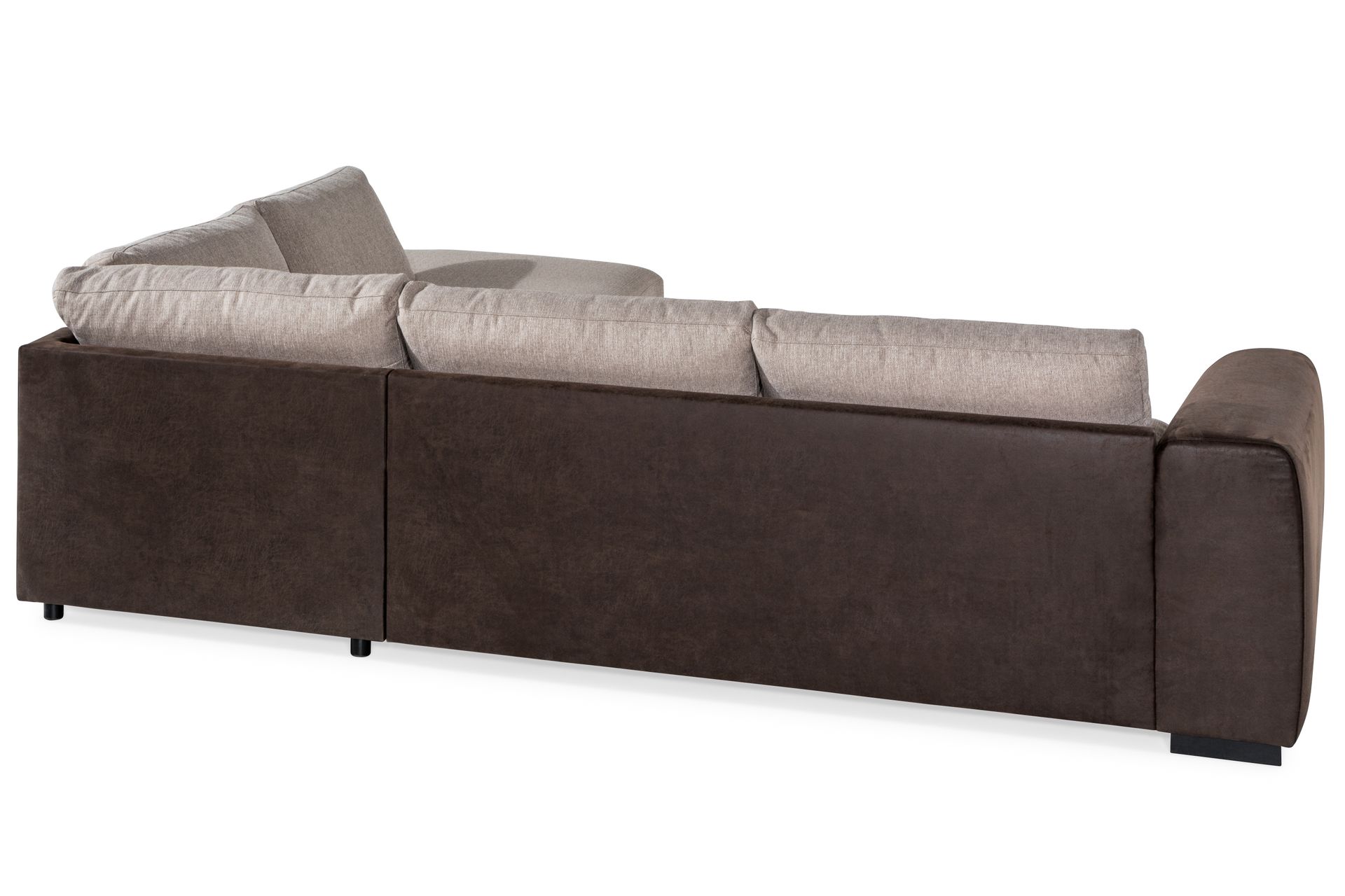 Cuba 4-seters Høyrevendt L-formet Sjeselongsofa i Kunstlær/Stoff - Brun / Beige - Møbler - Sofaer - Sofa med sjeselong