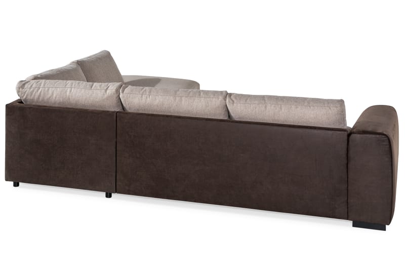 Cuba 4-seters Høyrevendt L-formet Sjeselongsofa i Kunstlær/Stoff - Brun / Beige - Møbler - Sofaer - Sofa med sjeselong
