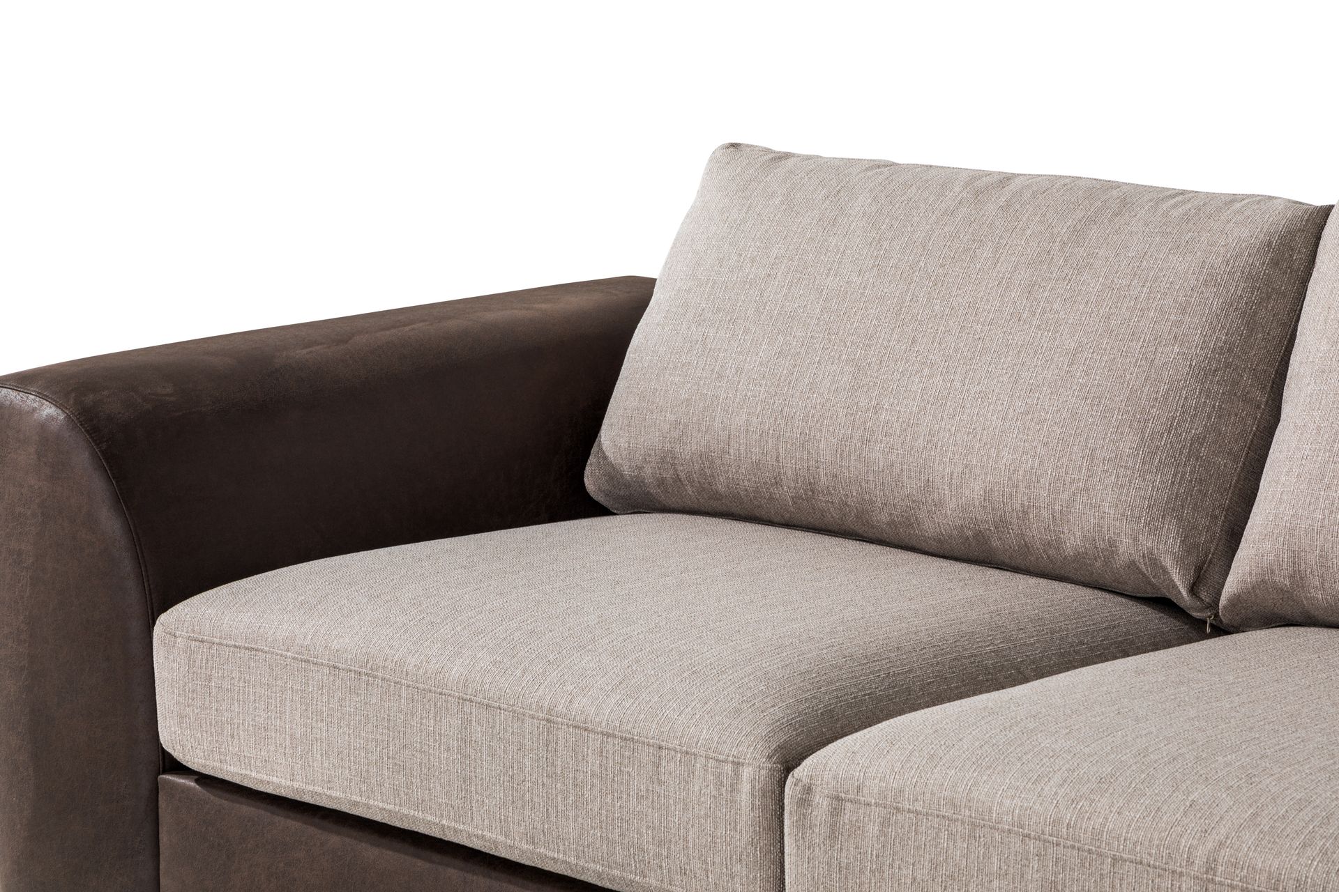 Cuba 4-seters Høyrevendt L-formet Sjeselongsofa i Kunstlær/Stoff - Brun / Beige - Møbler - Sofaer - Sofa med sjeselong
