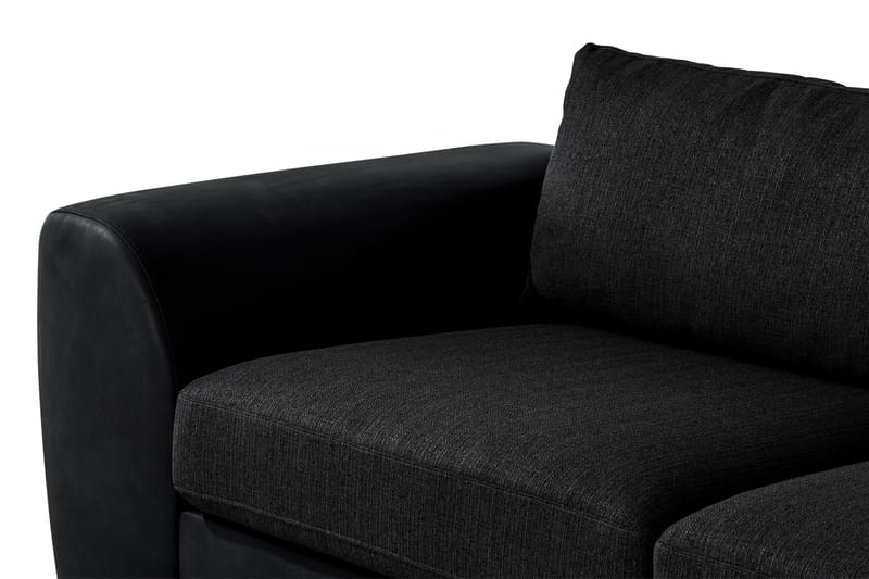 Cuba 4-seters Høyrevendt L-formet Sjeselongsofa i Kunstlær/Stoff - Grå / Svart - Møbler - Sofaer - Sofa med sjeselong