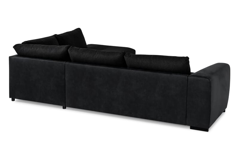 Cuba 4-seters Høyrevendt L-formet Sjeselongsofa i Kunstlær/Stoff - Grå / Svart - Møbler - Sofaer - Sofa med sjeselong