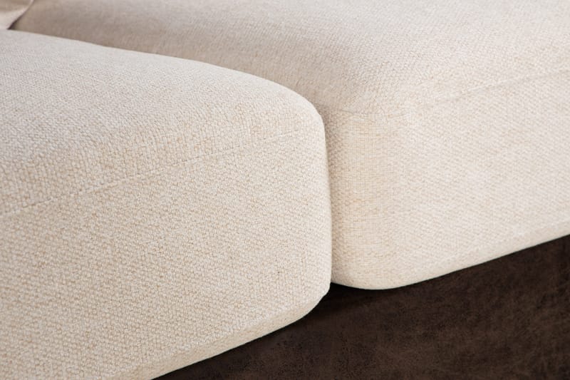 Cuba 4-seters Høyrevendt L-formet Sjeselongsofa i Kunstlær/Stoff inkl. Pynteputer - Brun / Beige - Møbler - Sofaer - Sofa med sjeselong