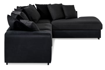 Cuba 4-seters Høyrevendt L-formet Sjeselongsofa i Kunstlær/Stoff inkl. Pynteputer - Svart / Grå - Møbler - Sofaer - Sofa med sjeselong