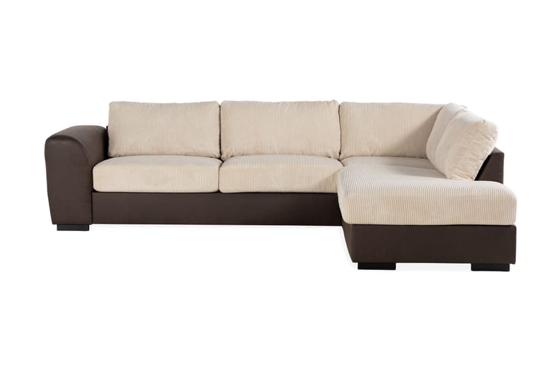 Cuba 4-seters Høyrevendt L-formet Sjeselongsofa i Manchester/Kunstlær - Brun / Beige - Møbler - Sofaer - Sofa med sjeselong