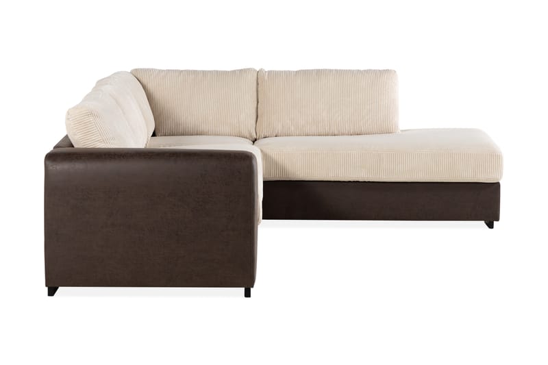 Cuba 4-seters Høyrevendt L-formet Sjeselongsofa i Manchester/Kunstlær - Brun / Beige - Møbler - Sofaer - Sofa med sjeselong