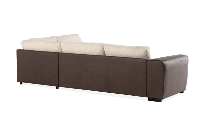Cuba 4-seters Høyrevendt L-formet Sjeselongsofa i Manchester/Kunstlær - Brun / Beige - Møbler - Sofaer - Sofa med sjeselong