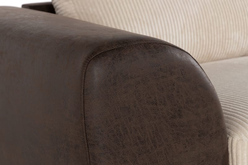 Cuba 4-seters Høyrevendt L-formet Sjeselongsofa i Manchester/Kunstlær - Brun / Beige - Møbler - Sofaer - Sofa med sjeselong