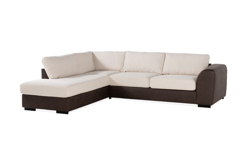 Cuba 4-seters Venstrevendt L-formet Sjeselongsofa i Kunstlær/Stoff - Brun / Beige - Møbler - Sofaer - Sofa med sjeselong