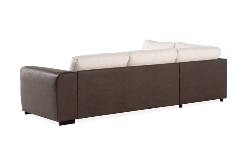 Cuba 4-seters Venstrevendt L-formet Sjeselongsofa i Kunstlær/Stoff - Brun / Beige - Møbler - Sofaer - Sofa med sjeselong