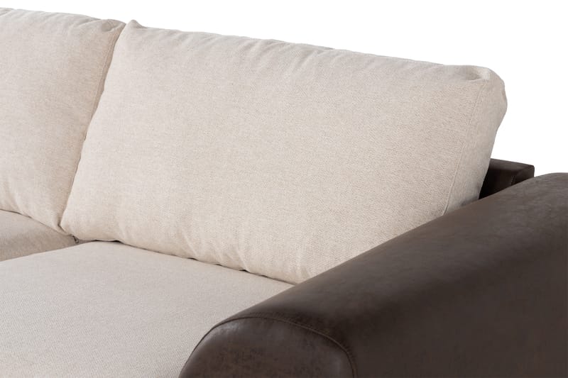 Cuba 4-seters Venstrevendt L-formet Sjeselongsofa i Kunstlær/Stoff - Brun / Beige - Møbler - Sofaer - Sofa med sjeselong