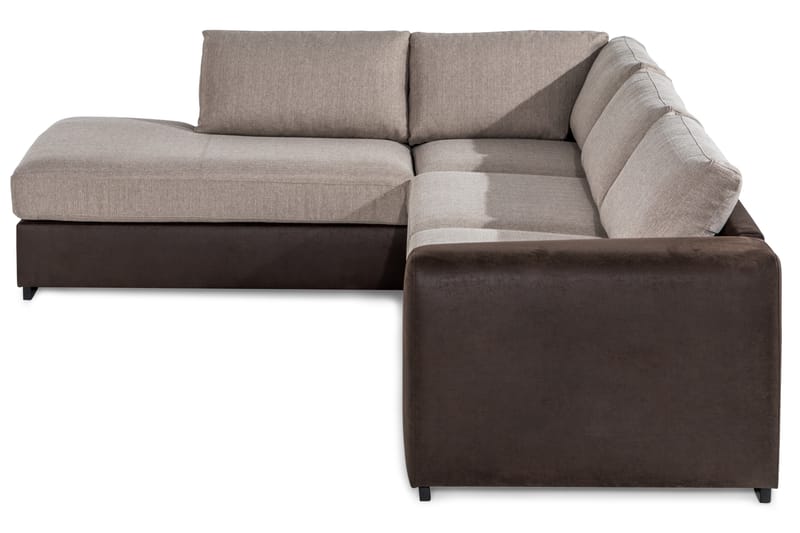 Cuba 4-seters Venstrevendt L-formet Sjeselongsofa i Kunstlær/Stoff - Brun / Beige - Møbler - Sofaer - Sofa med sjeselong
