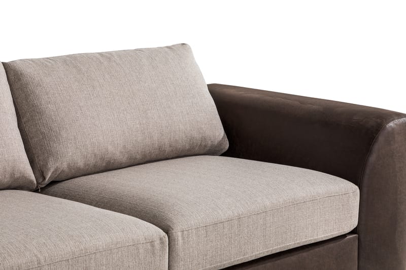 Cuba 4-seters Venstrevendt L-formet Sjeselongsofa i Kunstlær/Stoff - Brun / Beige - Møbler - Sofaer - Sofa med sjeselong